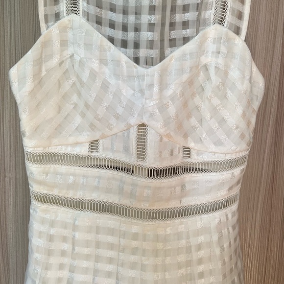 Self-Portrait Pleated Check Midi Dress US 0 UK 4 White - Picture 2 of 5